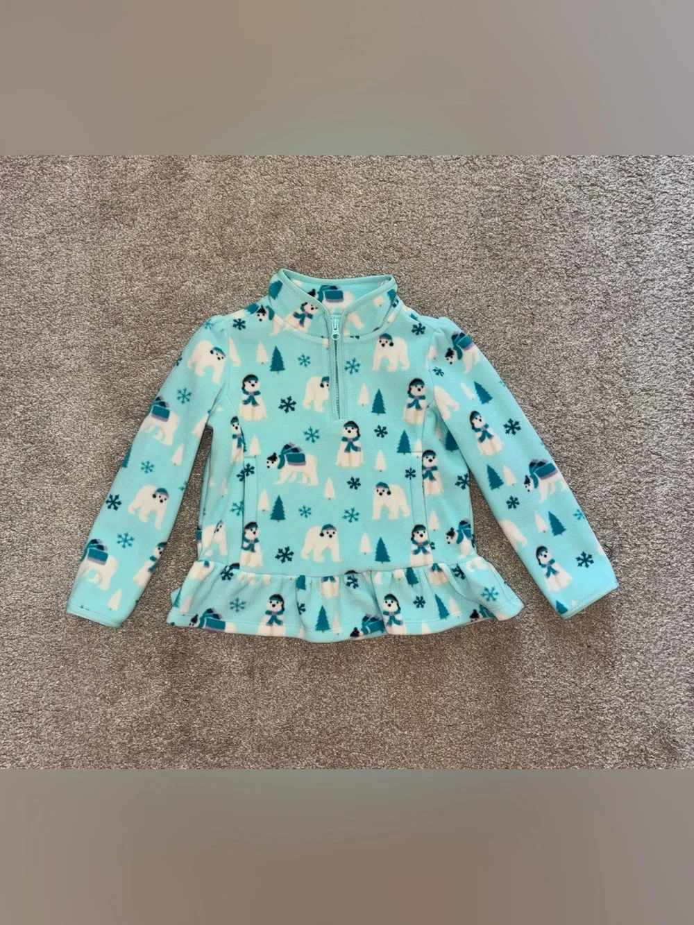 Gymboree Polar Bear & Penguin Fleece Half Zip Sweater Size 6